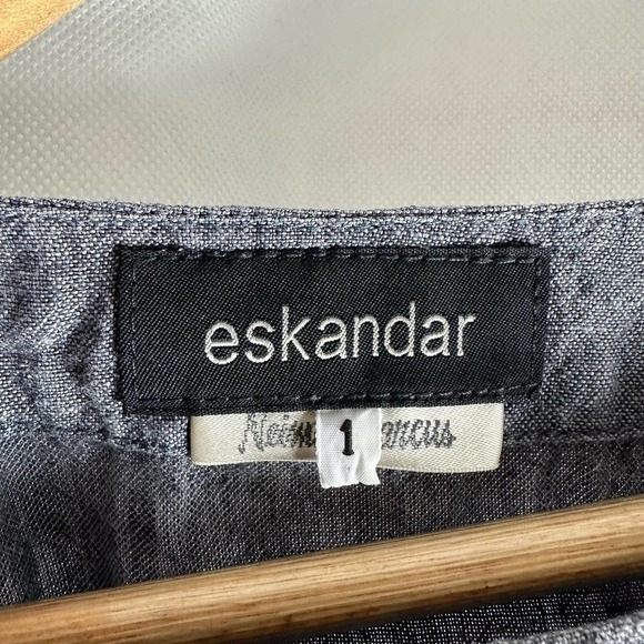 Eskandar Lagenlook Tent Linen Midi Dress Size 1 Blue - Picture 3 of 6